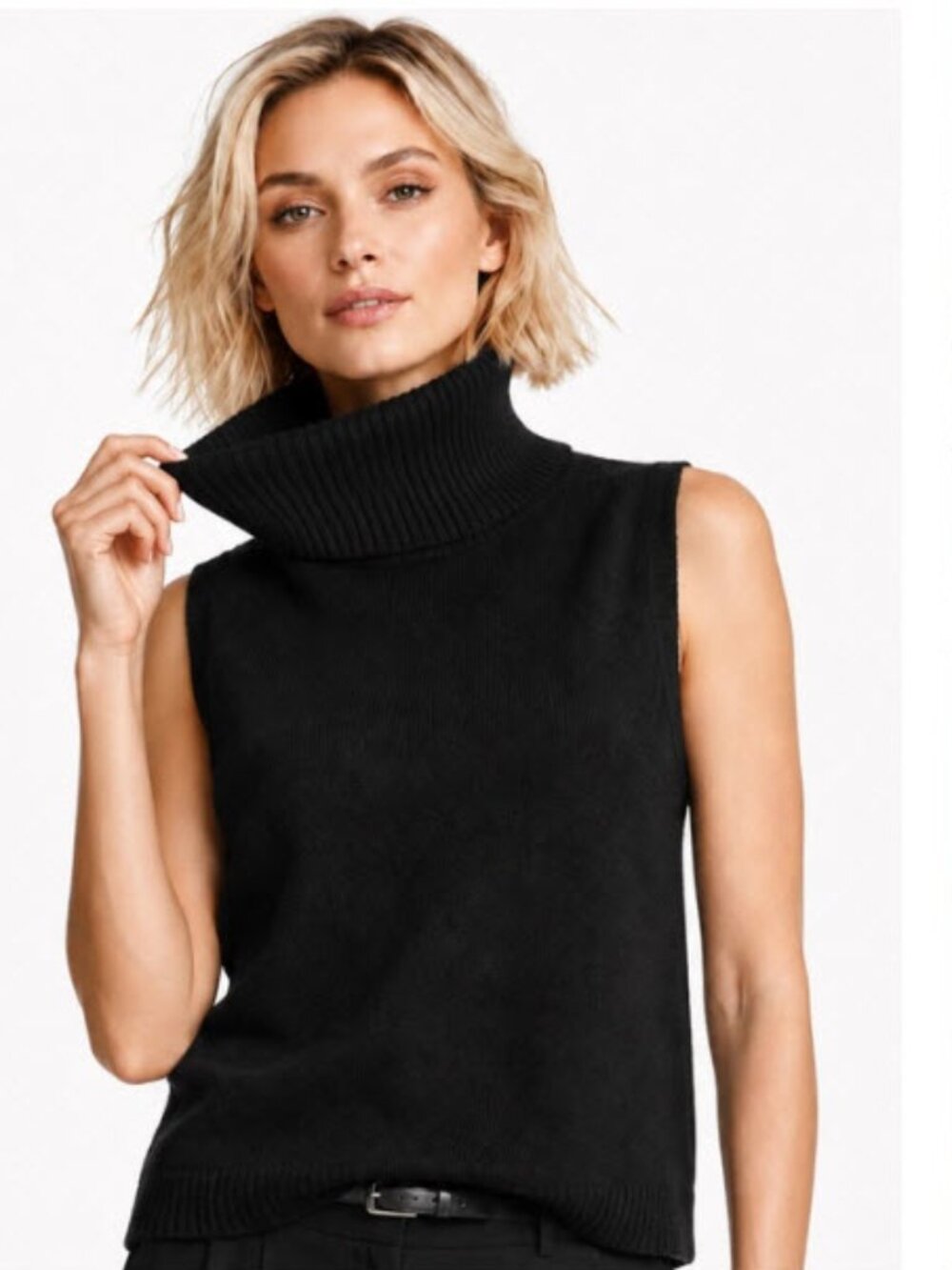 J.Crew Black 100% Cashmere Sleeveless Turtleneck Sweater Shell Size S